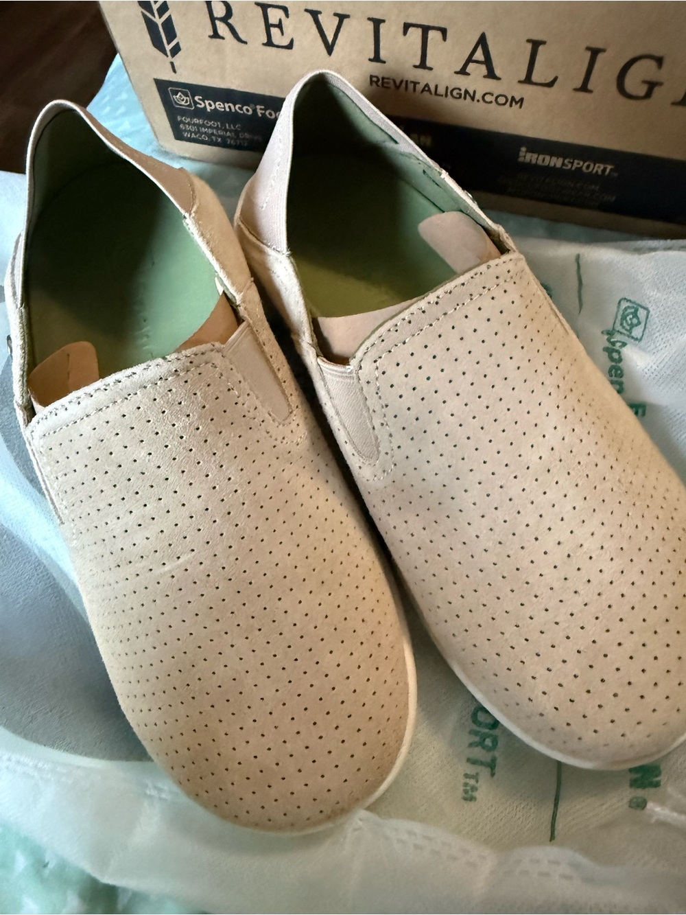 REVITALIGN Women's Slip-On Perforated Flats — Beige